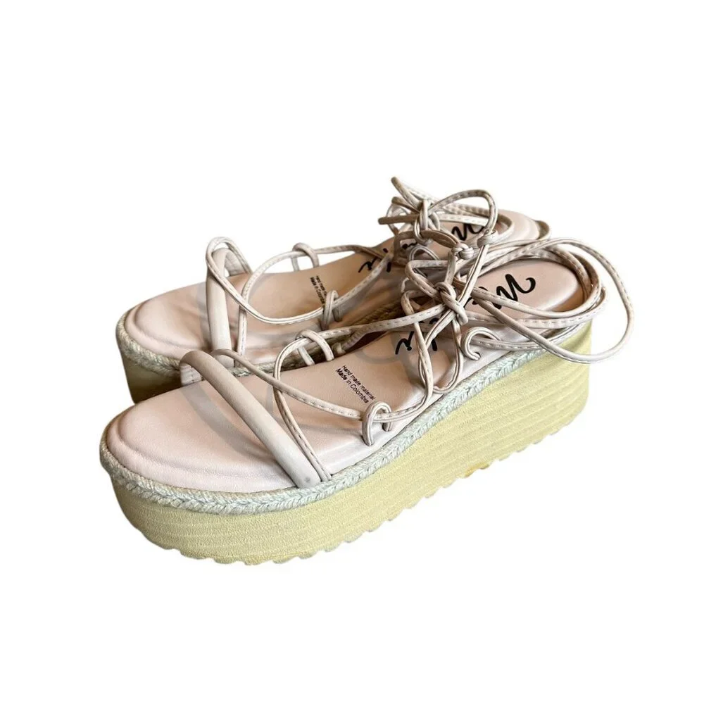 Meraki Misty Lace-Up Platform Sandals Strappy Light Pink High Heel Size 8 Womens